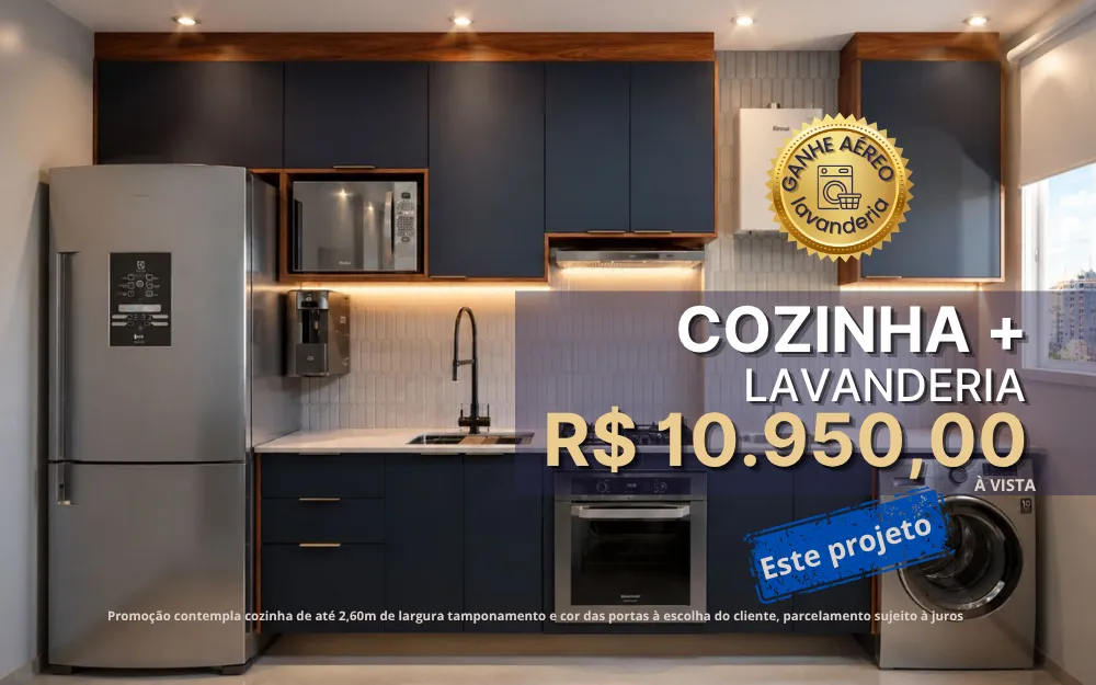 Projeto completo de cozinha + lavanderia por R$ 10.950,00