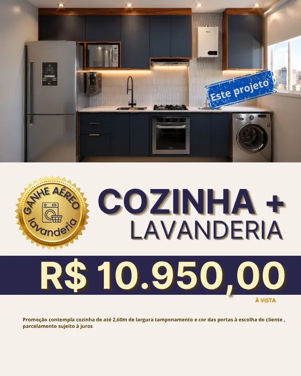 Projeto completo de cozinha + lavanderia por R$ 10.950,00